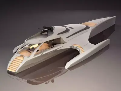 Futuristic Yacht 3D Model Concept Luxury Watercraft Low-poly 3D model