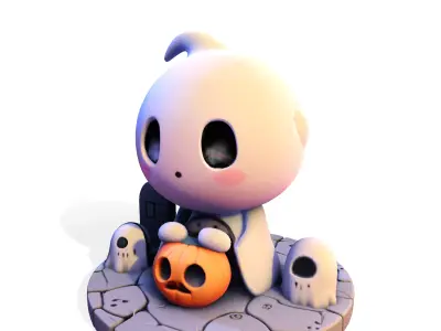 Chibi Halloween Ghost 3D Model 3D print model