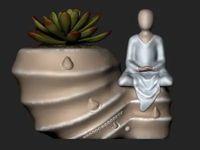 Suculent pot human meditating  - STL for 3D print 3D print model