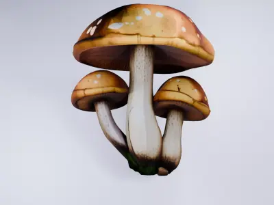 Low Poly Mushrooms - Stylized Forest Prop  Free 3D model