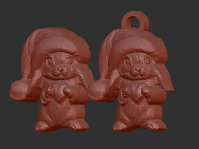 christmas rabbit decor  3D print model