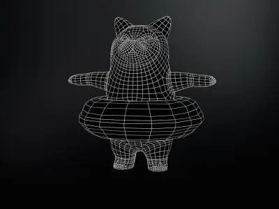 swimming Cat Low-poly 3D model