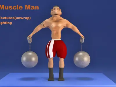 Toon Muscle man 3D model