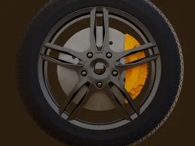 Wheel 3D model with tire 3D model