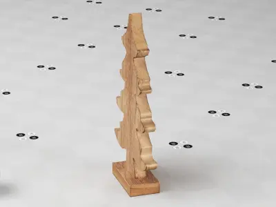 Christmas Tree Stylized Wooden Decation Low-poly 3D model