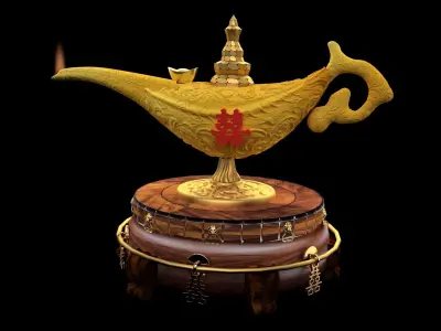 Chinese magic lamp with yuanbao 3D model