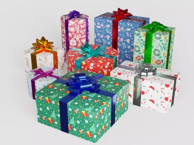 Gift Box Kit Low-poly 3D model
