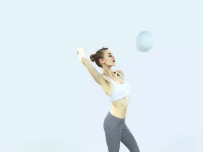 Beauty 17D Jumping Smashing Sports Volleyball Woman Low-poly 3D model