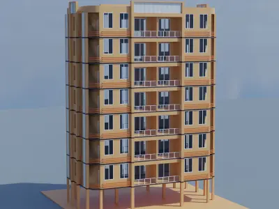 Residential Building Free low-poly 3D model