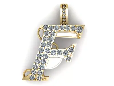 LUXURY ALPHABET F PENDANT 3D PRINTABLE MODEL 3D print model