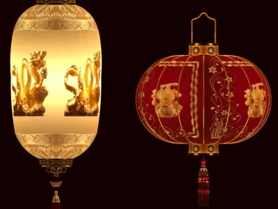 Chinese red lantern 3D model 44