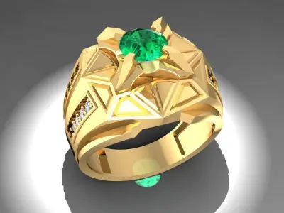 Geometric Star Gemstone Ring for Men 3D Model 1085 3D print model