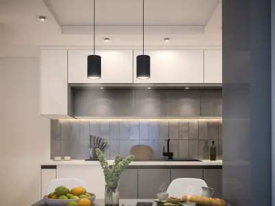 Kitchen modern in apartment 3D model