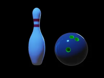 Bowling pin and ball 3D model purchase