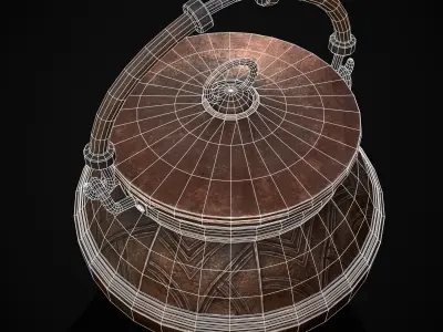 Bronze Cooking Pot Low-poly 3D model