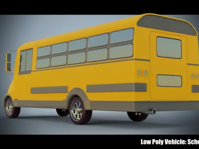 Low Poly Vehicle - Yellow School Bus  Low-poly 3D model