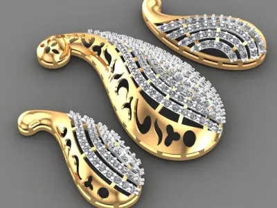 Pear Shaped Diamonds Pendant Necklace Set                3D print model