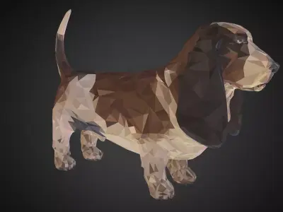 Dog Basset Hound Low Polygon Art Farm Animal Low-poly 3D model