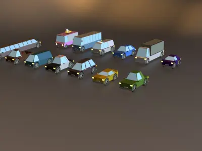 Cars Pack Low Poly Low-poly 3D model