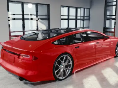 BLENDER EEVEE Brandless Extended Wheelbase 4 door coupe Low-poly 3D model