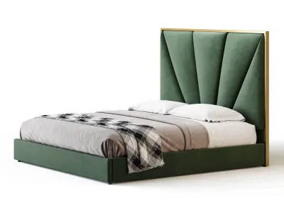 Royal Blue Upholstered Luxury King Size size Bed 3D model