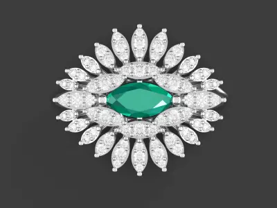 Marquise Emerald Diamond Ring 3D print model
