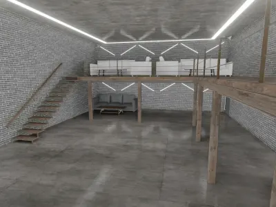 Loft Interior garage 3D model