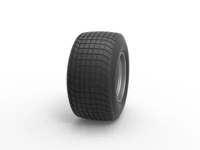 Wheel of Vintage Dirt race car V1 Scale 1 to 25 3D print model