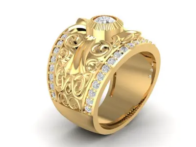 Classic Engraved Gemstone Men Ring 3D Model 643 3D print model