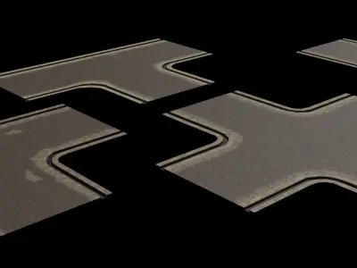 low poly textured roads pack Low-poly 3D model