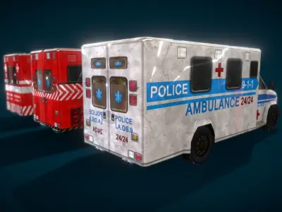 Ambulamce Car Low-poly 3D model
