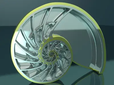 Nautilus shell metal sculpture low poly Low-poly 3D model