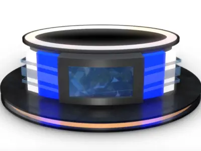 Virtual TV Studio News Desk Collection 12 Pieces 3D model