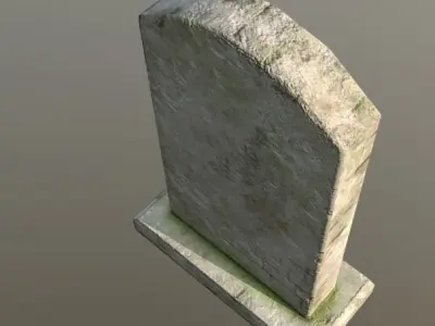 Low Poly Old Mossy Gravestone Free low-poly 3D model