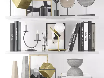 decorative set on shelves 5 3D model