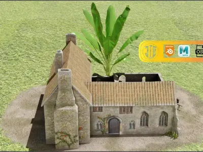 Small Beautiful Hut Low Poly 3D Model Low-poly 3D model