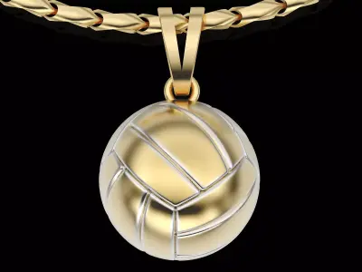 Volleyball Ball Pendant Silver Gold  Print 3D print model