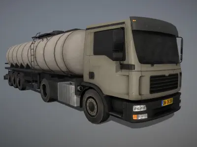 Big Truck With Trailer Low-poly 3D model
