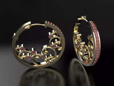 Round beautiful earrings 3D print model