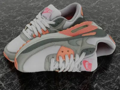 NIKE AIR MAX 3D SHOES - ORANGE Low-poly 3D model