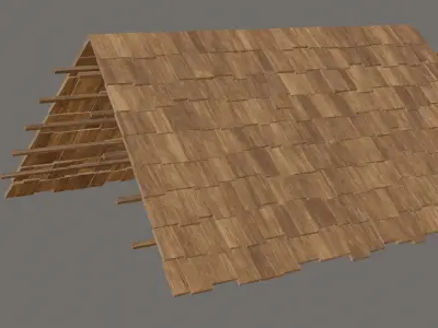 Roof - Old Wooden Lowpoly Gameready Low-poly 3D model