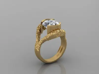 3 HAMMERED OVAL RING 3D print model