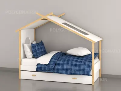 children cabin bed 2 3D model