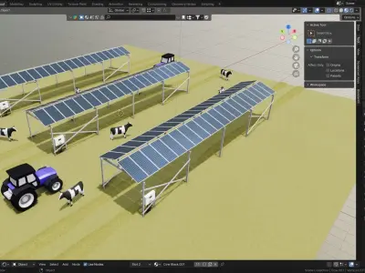 Lowpoly Agricultural Solar Energy Systems Type-2 Low-poly 3D model