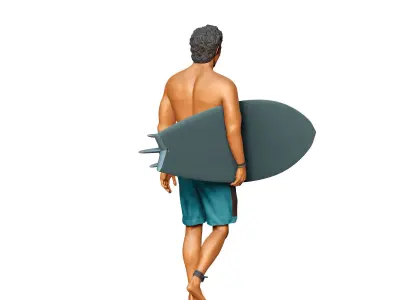 N3 SURFER WITH SURFBOARD IS SURFING 3D print model