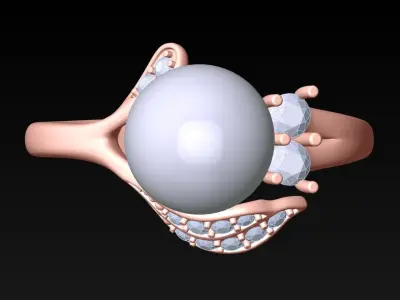Pearl womens ring - GN191 3D print model