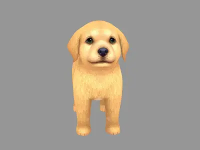 Cartoon pet puppy - Golden - baby dog Low-poly 3D model