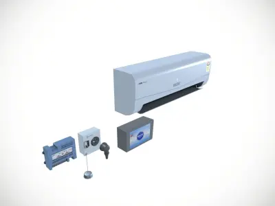 Wall Mount Split Air Conditioner Indoor Unit Low-poly 3D model