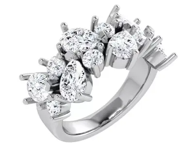 Pear Round Cut Diamond Ring 4505 3D print model