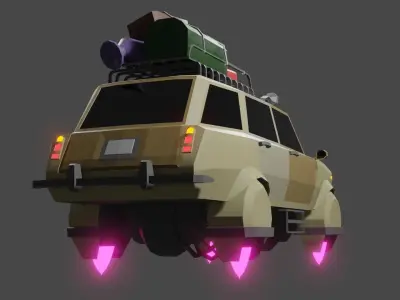 Old soviet-futuristic car Low-poly 3D model
